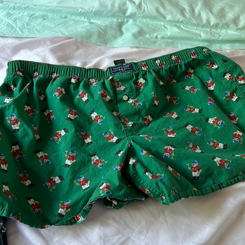 Polo by Ralph Lauren Polo Bear allover print Green cotton boxers. L